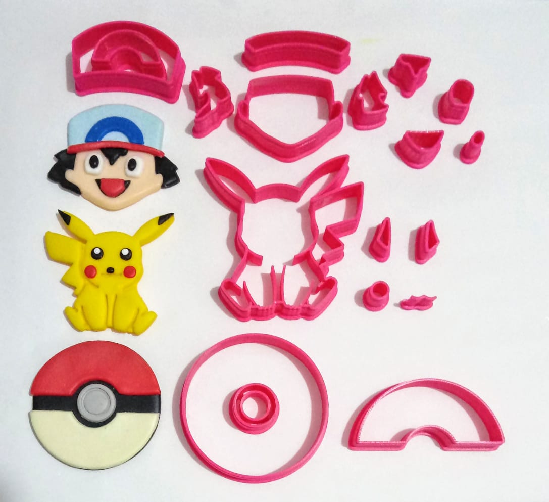 Kit de Cortadores de Biscoito Tema Pokémon - Rosto - Mãe com Açúcar